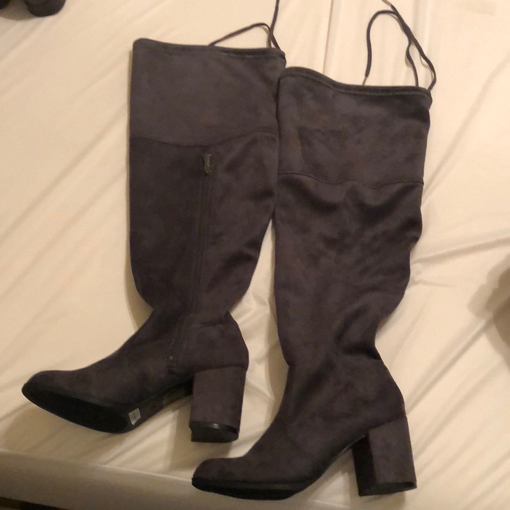 Grey Over the Knee Boots